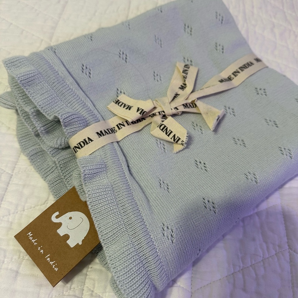 Light Blue Knit Blanket
